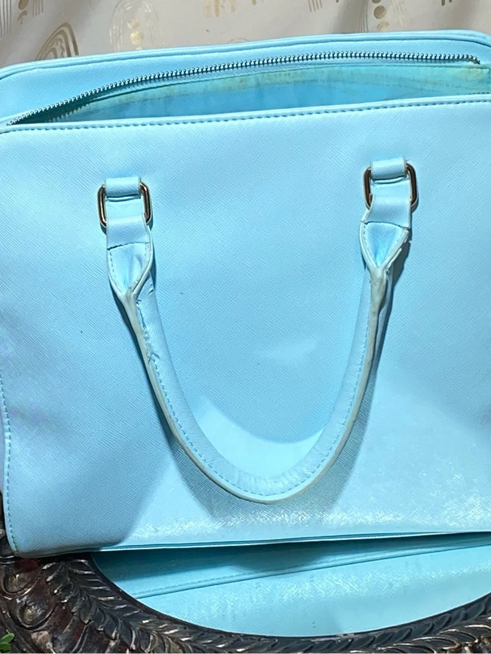 BCBG Light Blue Stud-Trim Structured Tote